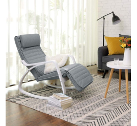 Slika izdelka: SONGMICS pomirjujoč leseni gugalni stol z nastavljivim podnožjem