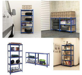 Slika izdelka: SONGMICS Regal 150 x 75 x 30 cm rjavo-moder,GLR30Q