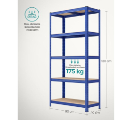 Slika izdelka: SONGMICS Regal 40 x 90 x 180 cm rjavo-moder,GLR040Q01