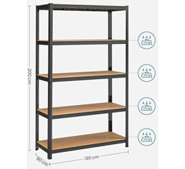 Slika izdelka: SONGMICS Regal 60 x 120 x 200 cm rjavo-črna, GLR060B01