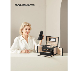 Slika izdelka: SONGMICS škatla za nakit  z 2 predaloma in ogledalom