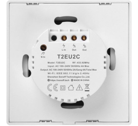 Slika izdelka: SONOFF pametno stensko stikalo Wi-Fi + RF433 dvojno T2EU2C-TX