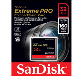 Slika izdelka: Spominska kartica Compact Flash 32GB Sandisk Extreme Pro 160MB/s/65MB/s (SDCFXPS-032G-X46)