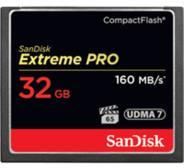 Slika izdelka: Spominska kartica Compact Flash 32GB Sandisk Extreme Pro 160MB/s/65MB/s (SDCFXPS-032G-X46)