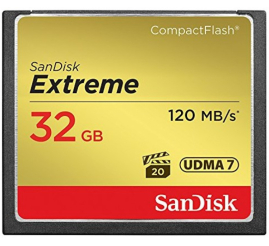Slika izdelka: Spominska kartica Compact Flash 32GB Sandisk Etreme 120MB/s/85MB/s (SDCFXSB-032G-G46)