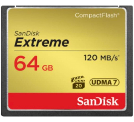 Slika izdelka: Spominska kartica Compact Flash 64GB Sandisk Extreme UDMA7 120MB/s/85MB/s VPG-20 (SDCFXSB-064G-G46)