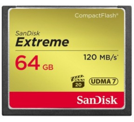 Slika izdelka: Spominska kartica Compact Flash 64GB Sandisk Extreme UDMA7 120MB/s/85MB/s VPG-20 (SDCFXSB-064G-G46)