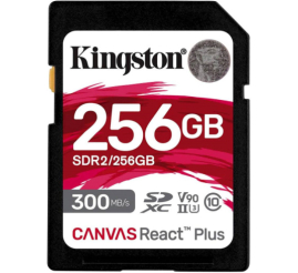 Slika izdelka: Spominska kartica SDXC 256GB Kingston Canvas REACT Plus 300MB/260MB/s U3 V90 UHS-II (SDR2/256GB)