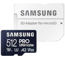 Slika izdelka: Spominska kartica SDXC 512GB Samsung PRO Ultimate 200MB/s/130MB/s U3 V30 UHS-I +adapter (MB-MY512SA/WW)