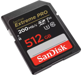 Slika izdelka: Spominska kartica SDXC 512GB Sandisk Extreme Pro 200MB/s/140MB/s U3 V30 UHS-I (SDSDXXD-512G-GN4IN)