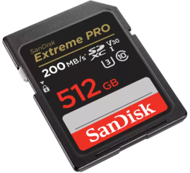 Slika izdelka: Spominska kartica SDXC 512GB Sandisk Extreme Pro 200MB/s/140MB/s U3 V30 UHS-I (SDSDXXD-512G-GN4IN)