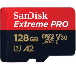 Slika izdelka: Spominska kartica SDXC-Micro 128GB Sandisk Extreme Pro 200MB/s/90MB/s U3 V30 UHS-I +adapter (SDSQXCD-128G-GN6MA)