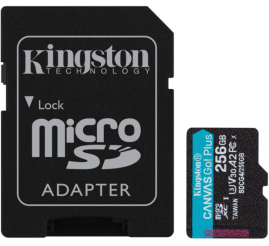 Slika izdelka: Spominska kartica SDXC-Micro 256GB Kingston GO Canvas Go! Plus 200MB/s/160MB/s U3 V30 UHS-I +adapter (SDCG4/256GB)