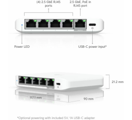 Slika izdelka: STIKALO 5-PORT Ubiquiti UniFi 2,5G (USW-Flex-2.5G-5)