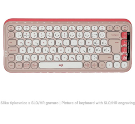 Slika izdelka: Tipkovnica brezžična + Bluetooth Logitech Pop Icon Keys US international | SLO gravura roza (920-013073)
