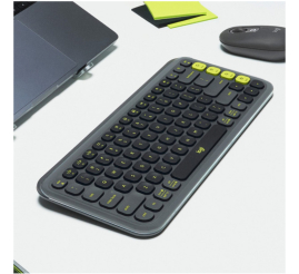 Slika izdelka: Tipkovnica brezžična + Bluetooth Logitech Pop Icon Keys US international | SLO gravura grafitna (920-013071)