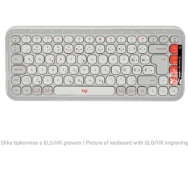 Slika izdelka: Tipkovnica in miš Logitech brezžična + Bluetooth POP Icon Combo US international bela tiha SLO gravura (920-013141)