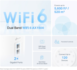 Slika izdelka: TP-LINK Deco X10 (2-pack) AX1500 Whole Home Mesh WiFi6 brezžični usmerjevalnik - router / dostopna točka-AP