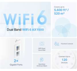 Slika izdelka: TP-LINK Deco X10 (3-pack) AX1500 Whole Home Mesh WiFi6 brezžični usmerjevalnik - router / dostopna točka-AP