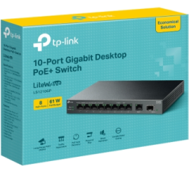 Slika izdelka: TP-LINK LS1210GP 10-port Gigabit mrežno stikalo / switch z 8-Port PoE+