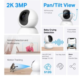 Slika izdelka: TP-LINK Tapo C210P2 2k 3MP 2304 x 1296 Pan/Tilt WiFi varnostna kamera