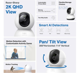 Slika izdelka: TP-LINK Tapo C220 dnevna/nočna Pan/Tilt QHD Wi-Fi bela nadzorna kamera