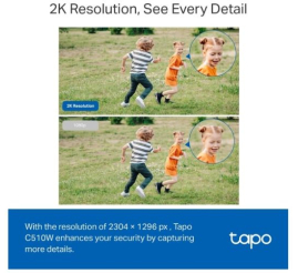 Slika izdelka: TP-LINK Tapo C510W 2k (2304×1296px) 360° Pan/Tilt zunanja Wi-Fi varnostna kamera