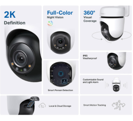 Slika izdelka: TP-LINK Tapo C510W IR 2K IP65 360° WiFi bela zunanja nadzorna kamera