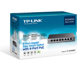 Slika izdelka: TP-LINK TL-SG108PE Easy Smart 8-port gigabit 4xPoE+ 64W mrežno stikalo-switch