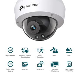 Slika izdelka: TP-LINK VIGI 4MP IR Dome mrežna kamera 4mm (do 2560 × 1440 H.265+ 30fps)