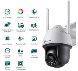 Slika izdelka: TP-LINK VIGI 4MP zunanja Full-Color Wi-Fi Pan Tilt mrežna kamera (do 2560X1440 H.265+ 30fps)