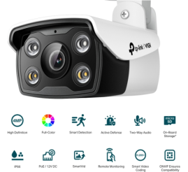 Slika izdelka: TP-LINK VIGI 4MP zunanja Full-Color Bullet mrežna kamera (do 2560 × 1440 H.265+ 30fps)
