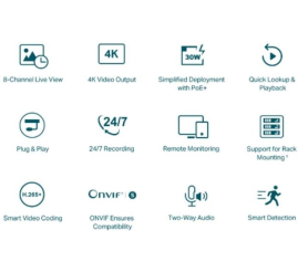 Slika izdelka: TP-LINK VIGI 8-kanalni omrežni video snemalnik PoE+