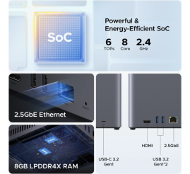 Slika izdelka: Ugreen NASync DH4300 Plus za 4 diske, ARM 8-jedrni, 8GB DDR4, 2.5Gbe mreža