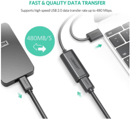 Slika izdelka: Ugreen podaljšek USB 2.0 Active z ojačevalcem signala 20m - box