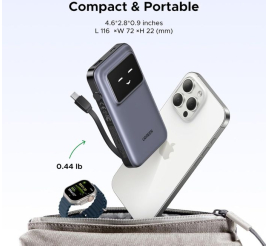 Slika izdelka: Ugreen Uno 10.000mAh 30w QC polnilna prenosna baterija z vgrajenim USB-C kablom