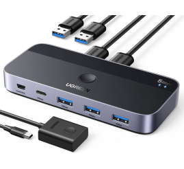Slika izdelka: UGREEN USB 3.0 stikalo za 2 računalnika, ki si delita naprave USB C & A