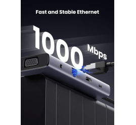 Slika izdelka: UGREEN USB C Hub, 10-v-1 USB-C z dvojnim izhodom za zaslon 4K HDMI & VGA, 100W PD