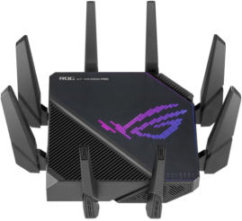 Slika izdelka: Usmerjevalnik brezžični Asus ROG Rapture GT-AX11000 Pro WiFi6 802.11ax AX11000 4804Mbit/s MESH MU-MIMO OFDMA triband 4xLAN 1xLAN/WAN10GB 8x antena (90IG0720-MU2A00)