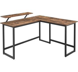 Slika izdelka: VASAGLE ALINRU Računalniška miza, L-oblikovana kotna miza za monitor, rustikalno rjava