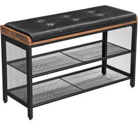 Slika izdelka: VASAGLE EKHO klop za čevlje, umetno usnje 90 kg nosilnosti 80 x 30 x 48 cm