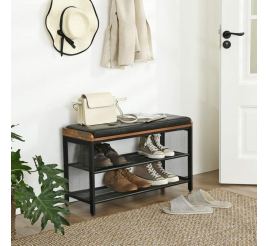 Slika izdelka: VASAGLE EKHO klop za čevlje, umetno usnje 90 kg nosilnosti 80 x 30 x 48 cm