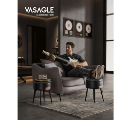 Slika izdelka: VASAGLE EKHO okrogli shranjevalni tabure z oblazinjenim sediščem