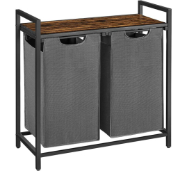 Slika izdelka: VASAGLE košara za perilo s 2 predelki, črna, BLH201G01