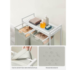 Slika izdelka: VASAGLE košara za perilo s 2 predelki, bela, BLH201W01