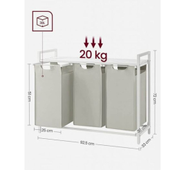 Slika izdelka: VASAGLE košara za perilo s 3 predelki, bela, BLH301W01