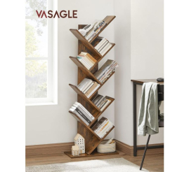 Slika izdelka: VASAGLE prostostoječi regal za knjige, 5-nivojski, industrijski slog, 50 × 25 × 141,5 cm, rustikalno rjav in črn, 