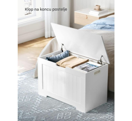 Slika izdelka: VASAGLE večnamenska klop s shranjevalnim prostorom  40 x 76 x 48 cm, bela