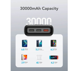 Slika izdelka: VEGER prenosna baterija L30 30000 mAh, črna