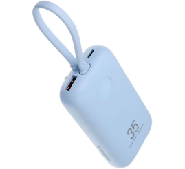 Slika izdelka: VEGER prenosna baterija z vgrajenimi kabli 10000 mAh, modra